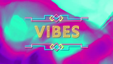 animación de texto de vibraciones sobre un fondo colorido