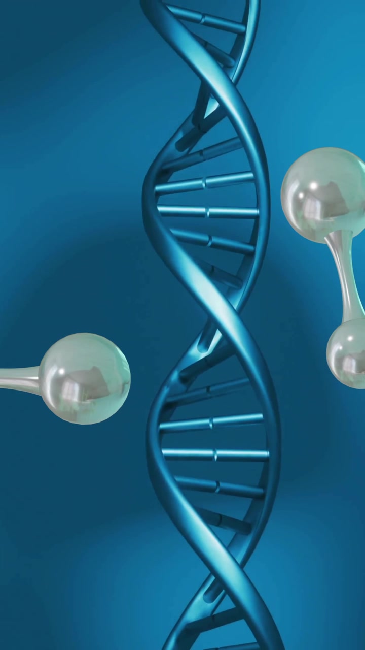Animation of molecules moving over dna strands spinning