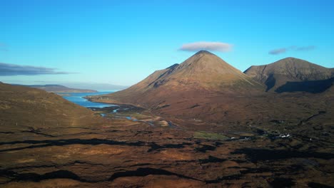 pan across sligachan and red cuillin glamaig with cloud top on the isle of skye scotland