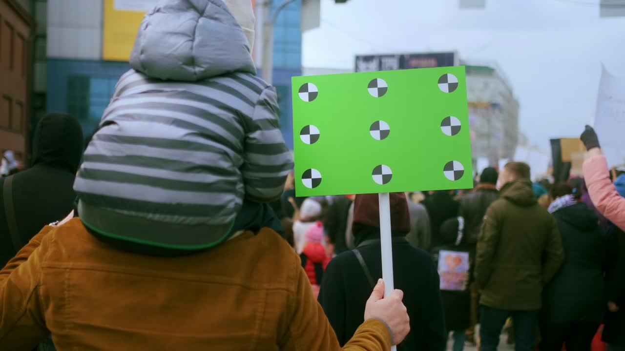 녹색 화면 크로마 키 빈 공간 배너, 추적 포인트와 함께 빈 장소.