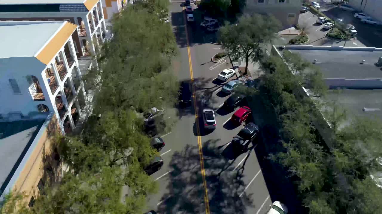 4K Aerial Video of Downtown St Petersburg, Florida SUV Driving on Central Ave.