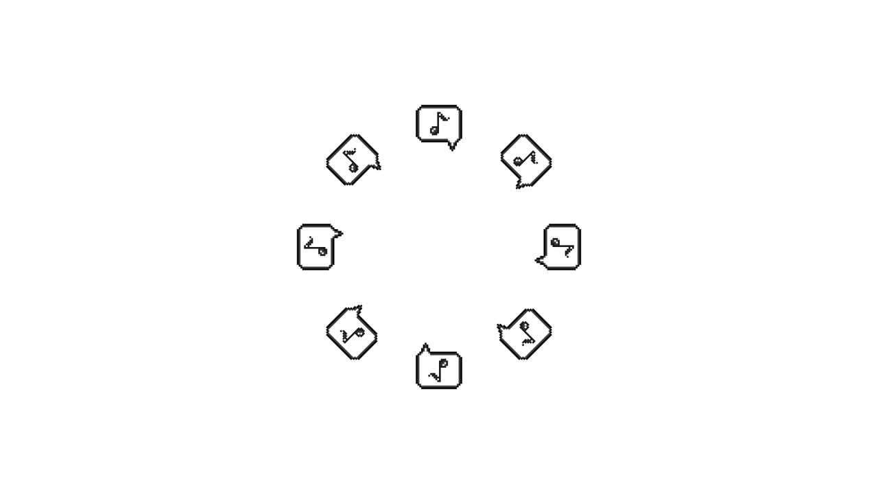 Pixel Art Speech bubble Eighth note Spinning Circle Animated Overlay Transparent 30fps (6)