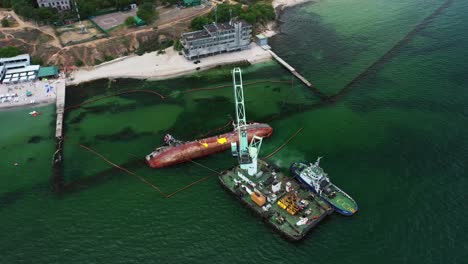 shipwreck and oil spill cleanup