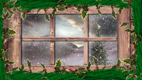 Winterlandschaft-Durch-Fenster-Gesehen