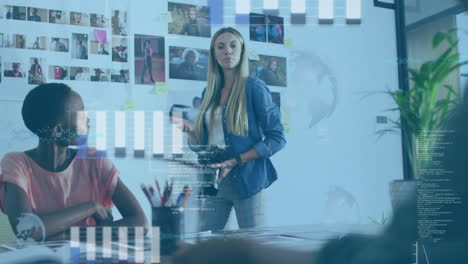 photographer holding dslr, creative designer planning with animated sticky note and pencil icons