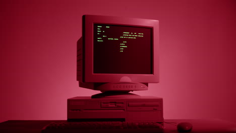 Vintage Computer with Text Output on Screen