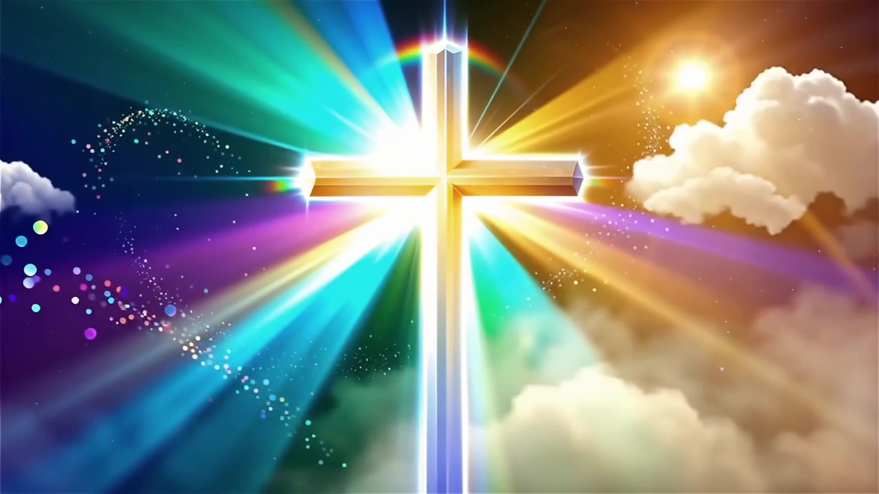 Christian Cross Heavenly Light Worship Background