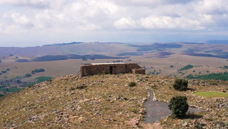 Aerial-shot-of-ruins-on-a-mountain-in-South-Africa