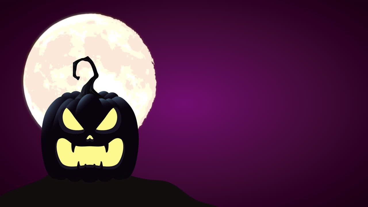 tarjeta de halloween con vacío y calabaza, animación