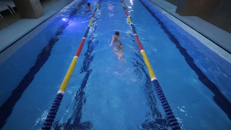 sporty young woman swimming in pool