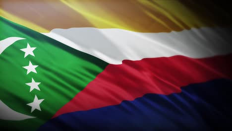 Flag-of-Comoros,-full-screen-in-4K-high-resolution-Union-of-the-Comoros-flag-4K