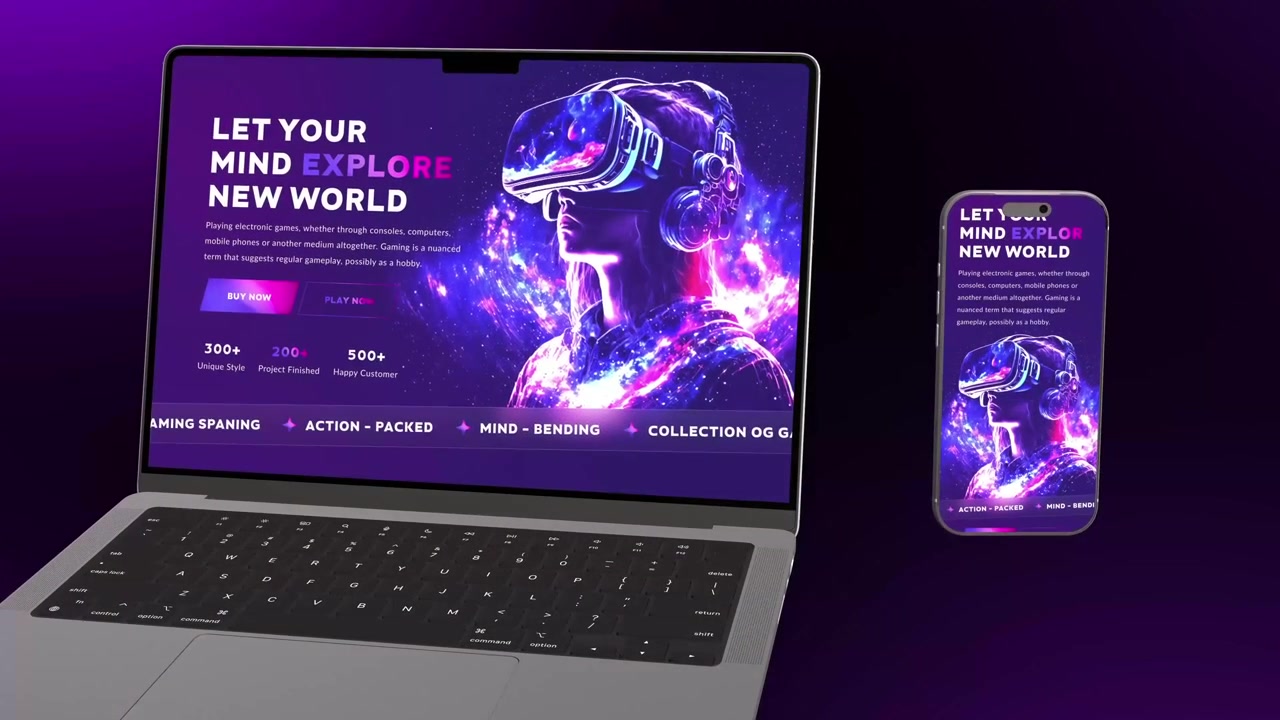 Scena di mockup di dispositivi responsive per la promozione di prodotti digitali