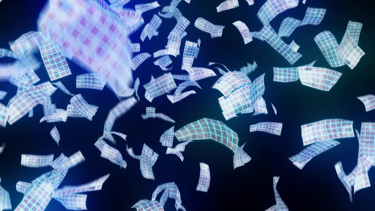 네온 80s 와이어 프레임 떨어지는 유로, 아케이드 우승, 유럽 통화, 비를 내리기