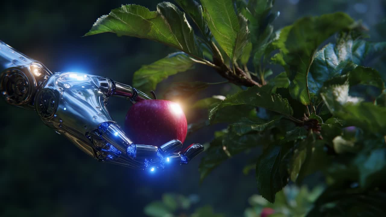 A Robot Hand Offering an Apple
