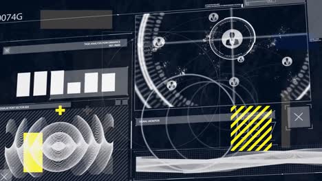 Animation-of-infographic-interface-and-looping-circles-over-abstract-background