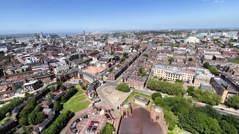 panoramic city horizon view from liverpool cathedral tower