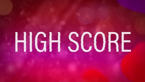 Animation-of-high-score-text-in-white,-over-fluid-red-and-pink-background