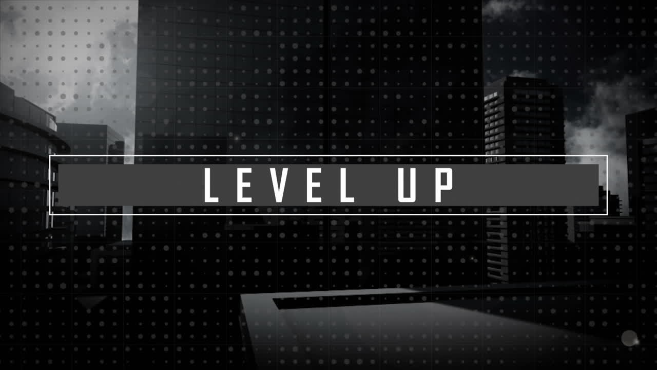 animación de nivel arriba sobre los edificios modernos.