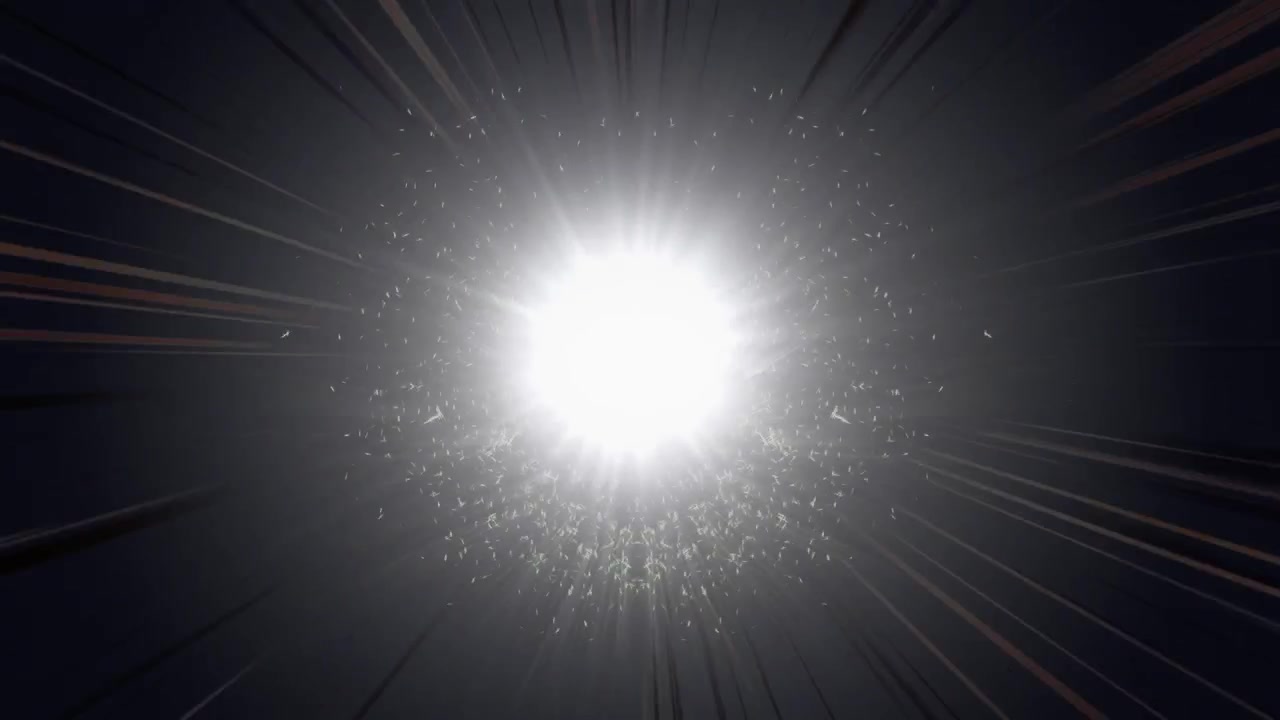Animazione di punti luce su scie luminose