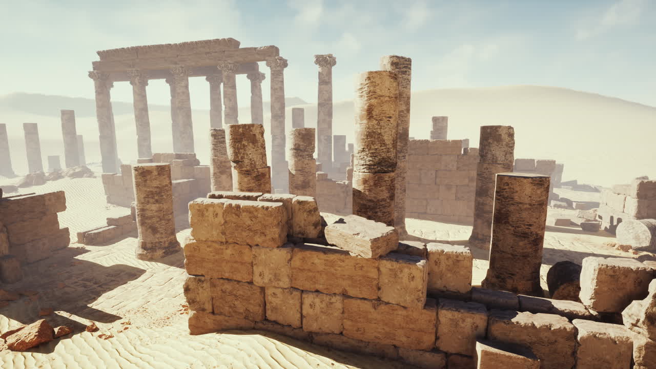 사막 에 있는 고대 유적 들