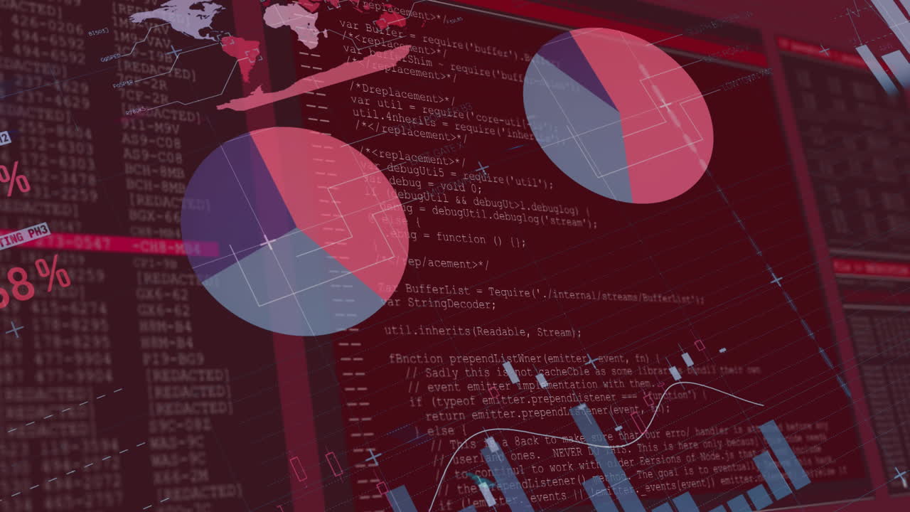 Elaborazione dati finanziari e statistici sullo sfondo dell'elaborazione dati di un'interfaccia computer