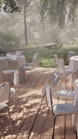 outdoor dining in a forest setting