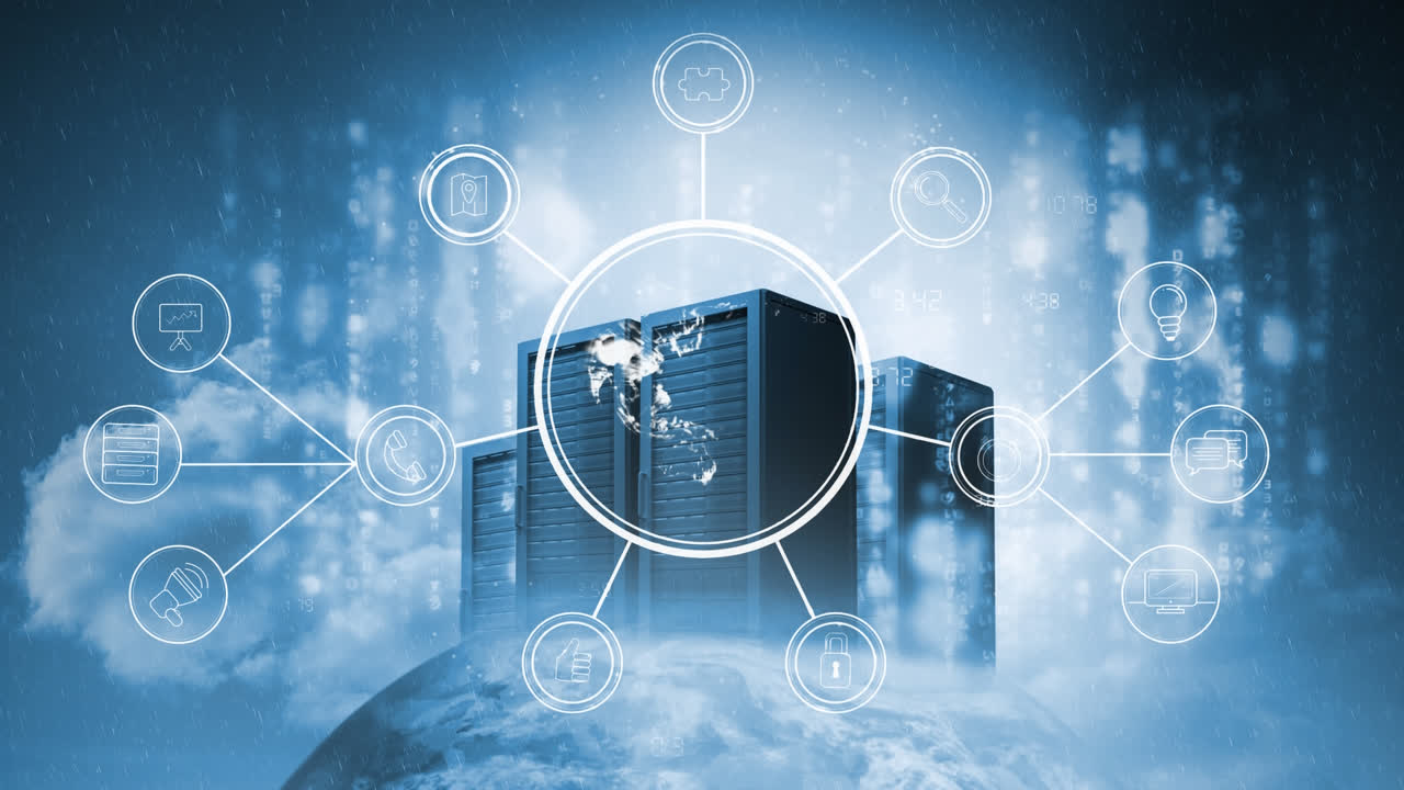 Animated earth showing global network connections