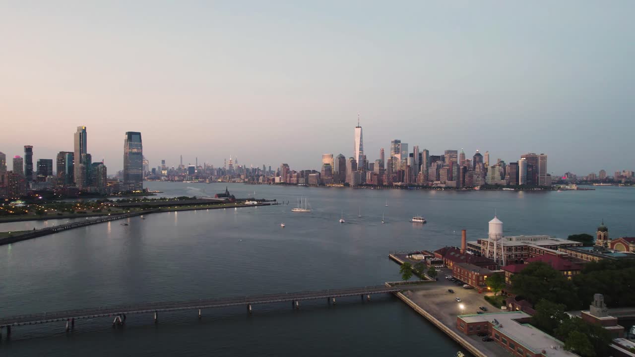 Downtown New York City at night