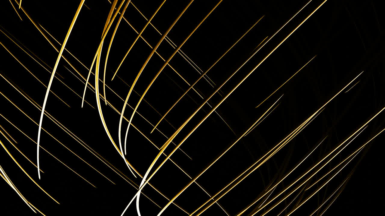 Golden Abstract Lines on Black Background | Premium Stock Video Footage
