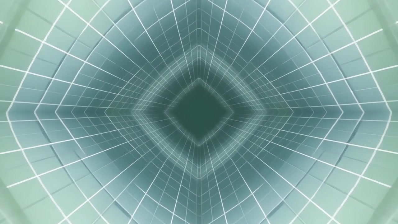 Abstract Tunnel with Green Grid Pattern Moving Forward