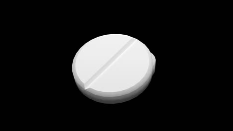 two white pills rotating. seamless looping. alpha channel / luma matte. 4k uhd. 3d rendering.