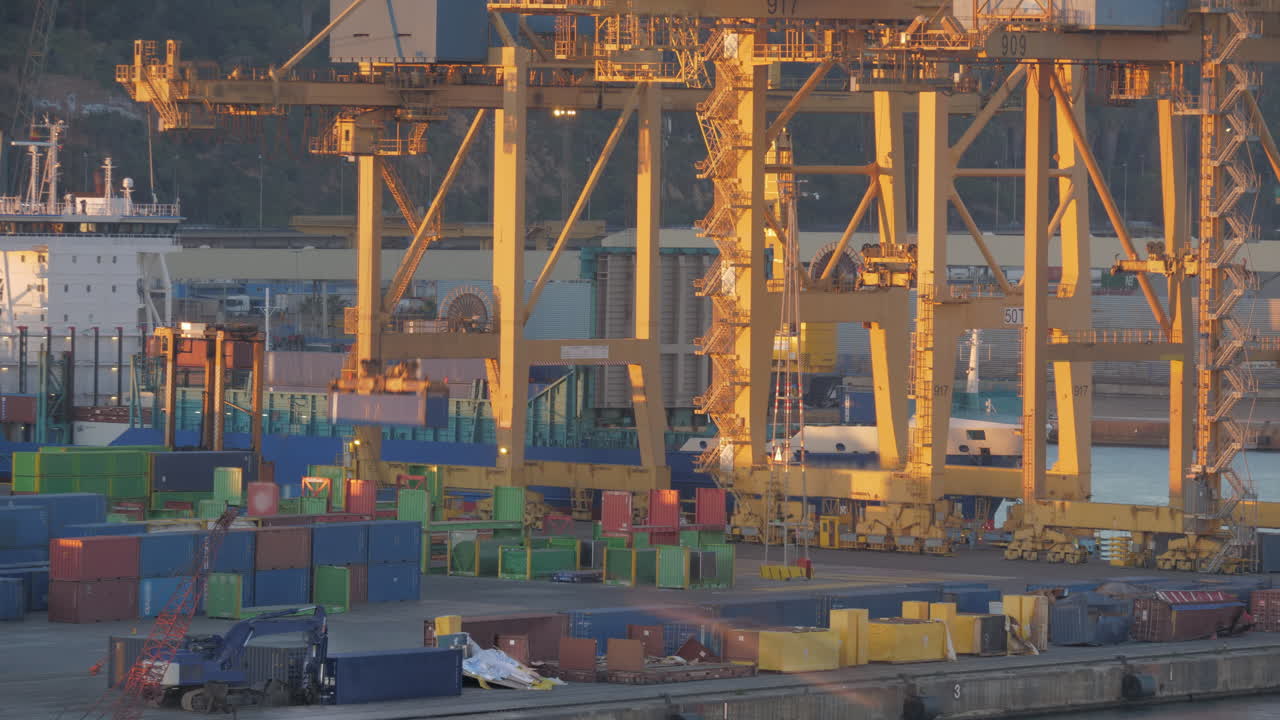 Timelapse of busy container port