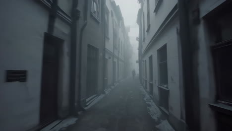 foggy urban alley