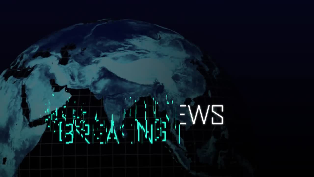 animación de palabras noticias de última hora escritas con el globo en el fondo