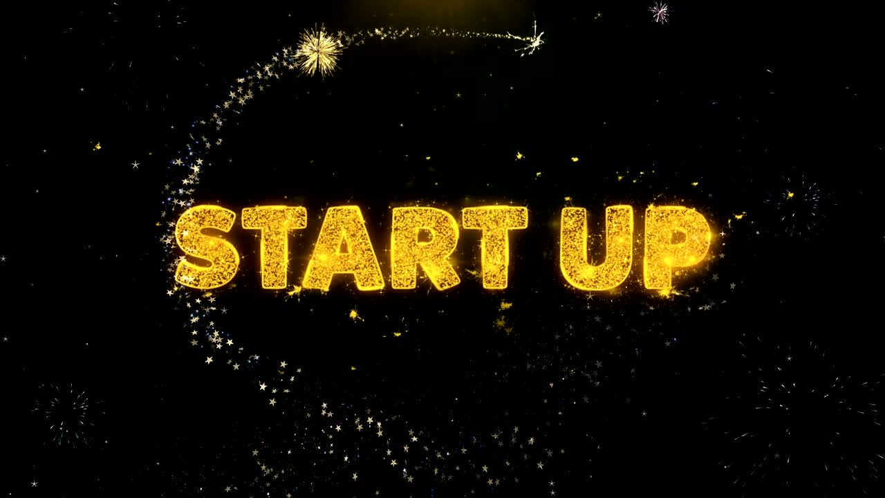 empieza el texto en la exhibición de fuegos artificiales de partículas de oro.