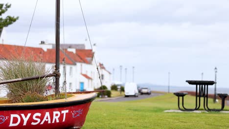 boat and town view in dysart, fife