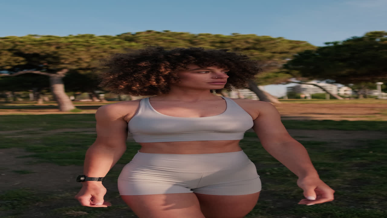 Young Woman in Sportswear at Park