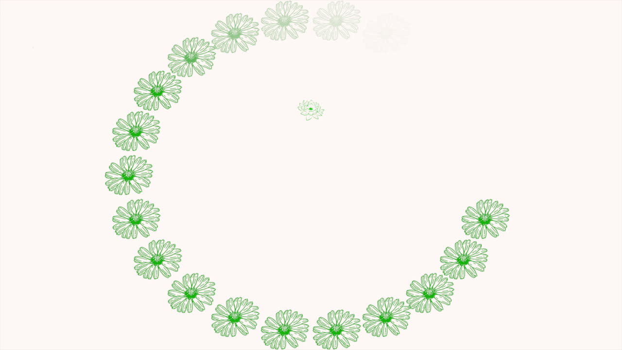 Retro green summer flowers in circle