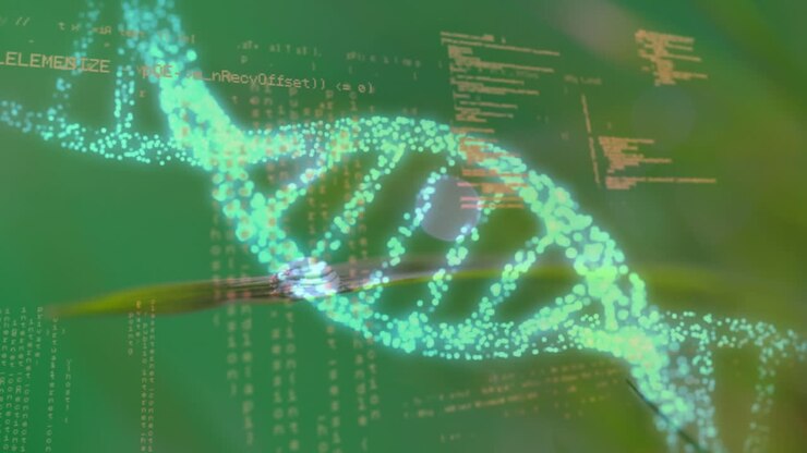 Animation of dna strand over data processing