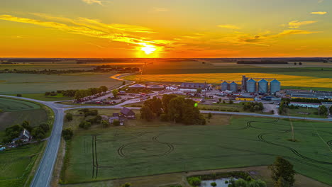 Dobeles-Dzirnavnieks-Flour-Mill-Plant-At-Sunset-In-Dobeles-Novads,-Latvia