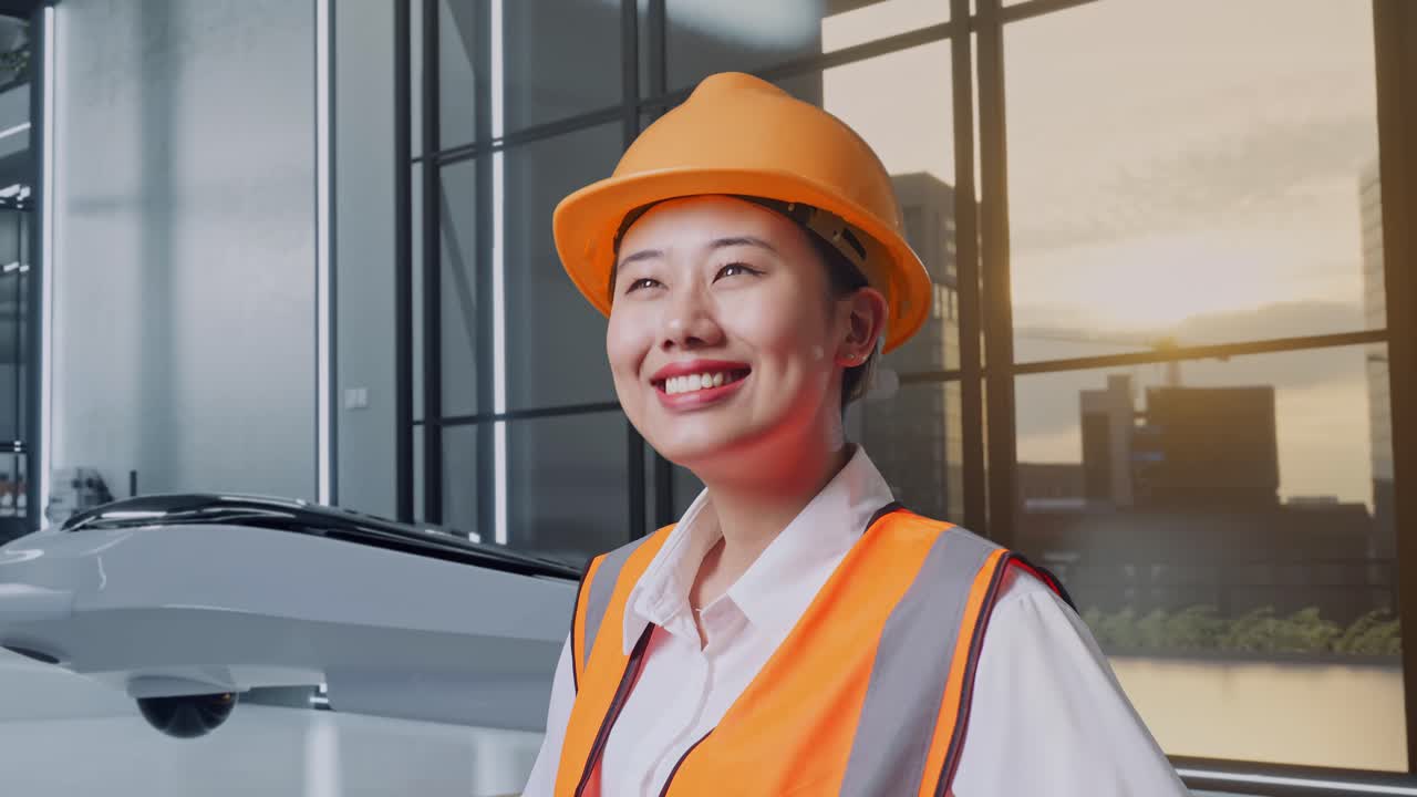 현대적인 사무실에서 웃는 엔지니어