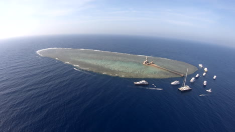 aerial drone shot for the daedalus reef lies 180km south of brother islands