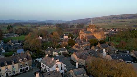 aerial footage of the medieval village of cartmel in the english lake district it has a rich heritage, and varied list of activities for visitors and tourists