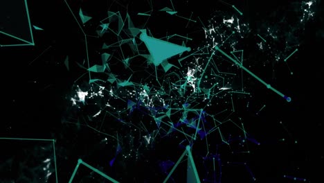 animación de redes brillantes de puntos conectados flotando sobre un fondo negro