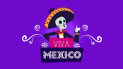 viva mexico animation with mariachi skull character