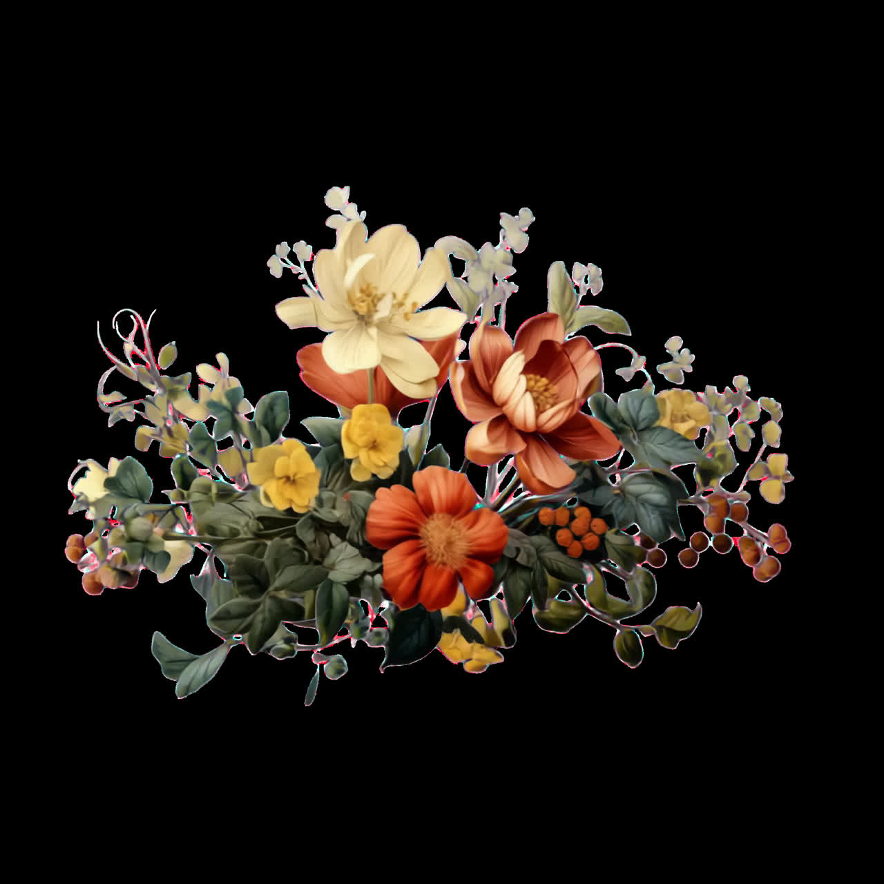 Weinleseblumenstraußillustration