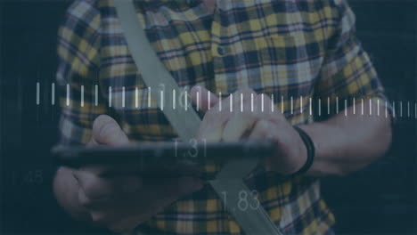 Using tablet with measurement scale animation overlay in school environment