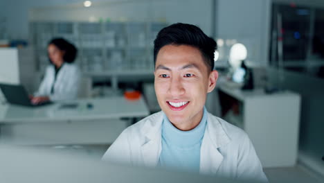 scientist, man and computer for laboratory