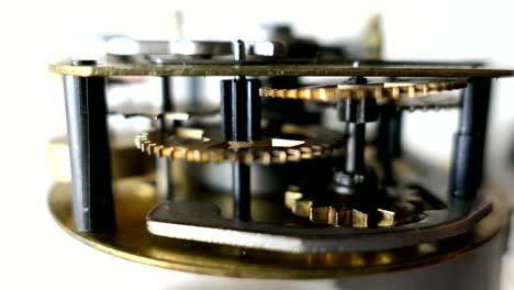 cogwheels of retro clockwork mechanism macro