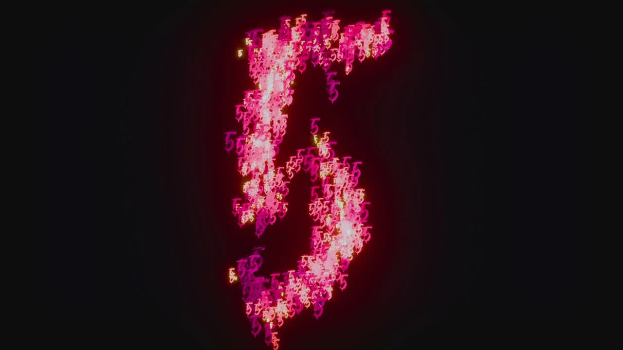 Conto alla rovescia digitale da dieci a zero con numeri rosa luminosi